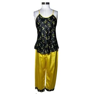 Vintage Euro Pierre Cardin Pajama Set M Floral 3-Piece Robe Camisole Pants Paris